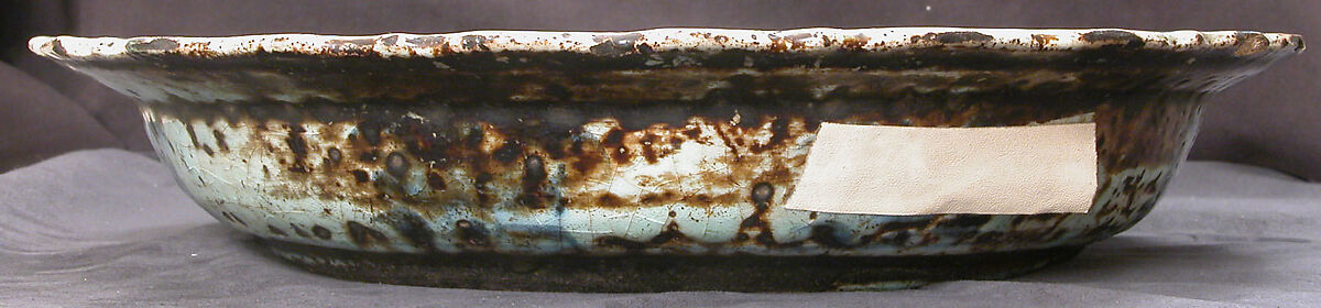 Plate, Stonepaste; painted in blue under transparent glaze ("Kubachi" ware)