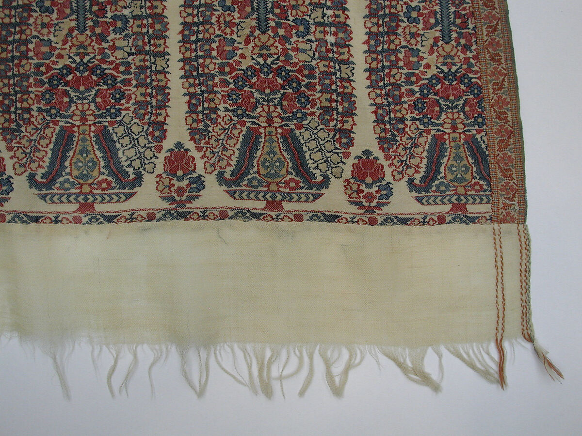 Shawl of Joined Fragments, Pashmina wool; twill weave, double interlocking twill tapestry weave, pieced