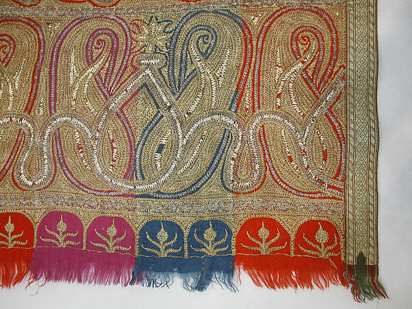 Shawl, Wool and tinsel