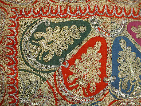 Shawl, Wool and tinsel