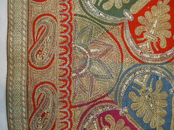 Shawl, Wool and tinsel