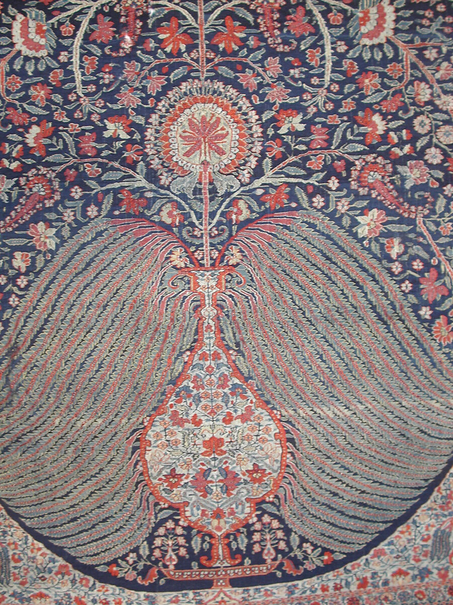 Woven Wall Hanging, Wool, metal wrapped thread; double interlocking twill; tapestry weave, embroidered