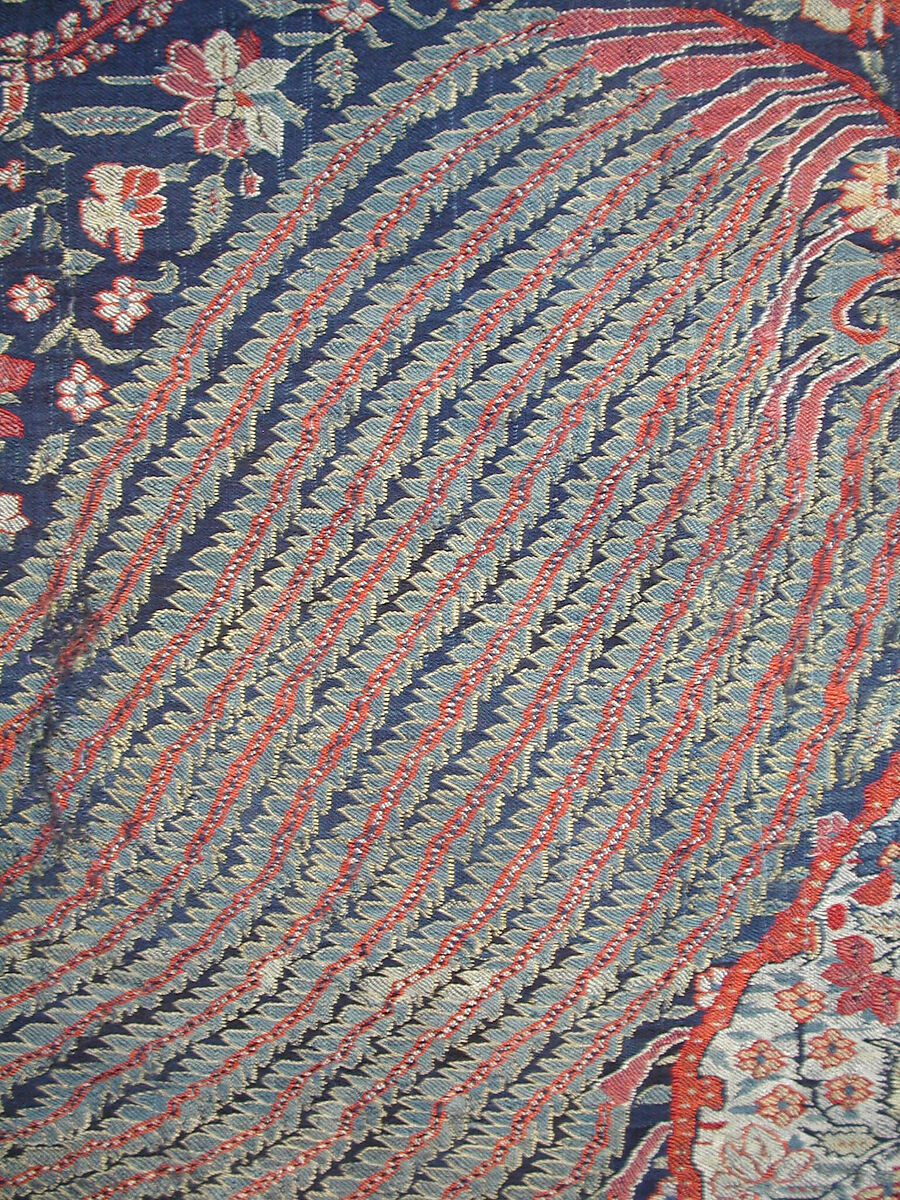 Woven Wall Hanging, Wool, metal wrapped thread; double interlocking twill; tapestry weave, embroidered