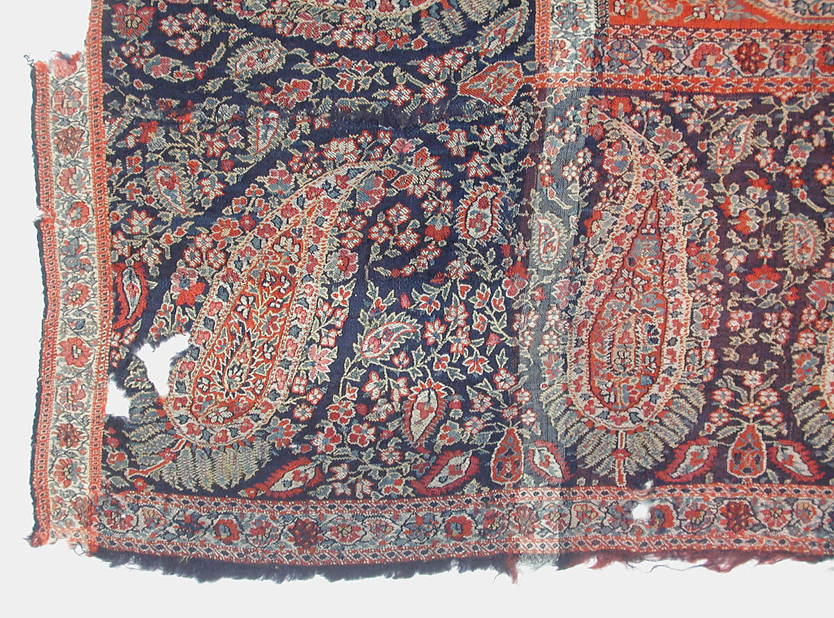 Woven Wall Hanging, Wool, metal wrapped thread; double interlocking twill; tapestry weave, embroidered