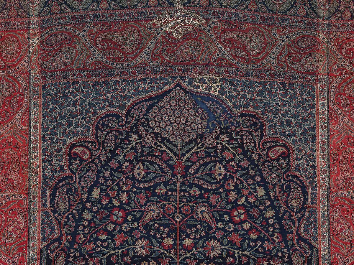 Woven Wall Hanging, Wool, metal wrapped thread; double interlocking twill; tapestry weave, embroidered