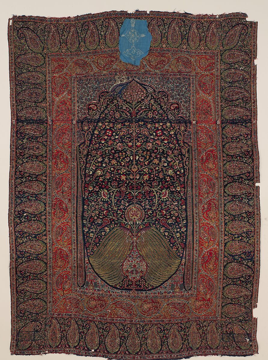 Woven Wall Hanging, Wool, metal wrapped thread; double interlocking twill; tapestry weave, embroidered