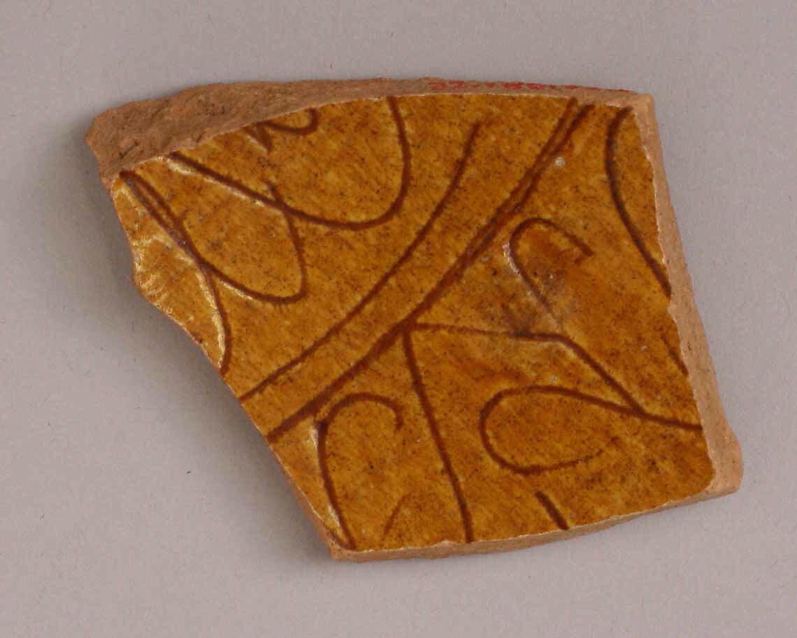 Fragment, Earthenware; incised and glazed 