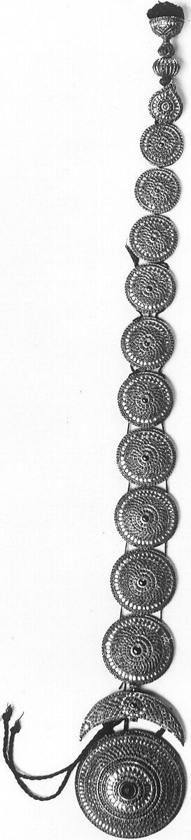 Plait Ornament (Jadanagam), Gold; inset with rock crystal, rubies, emeralds, and amethysts