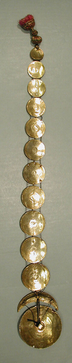 Plait Ornament (Jadanagam), Gold; inset with rock crystal, rubies, emeralds, and amethysts