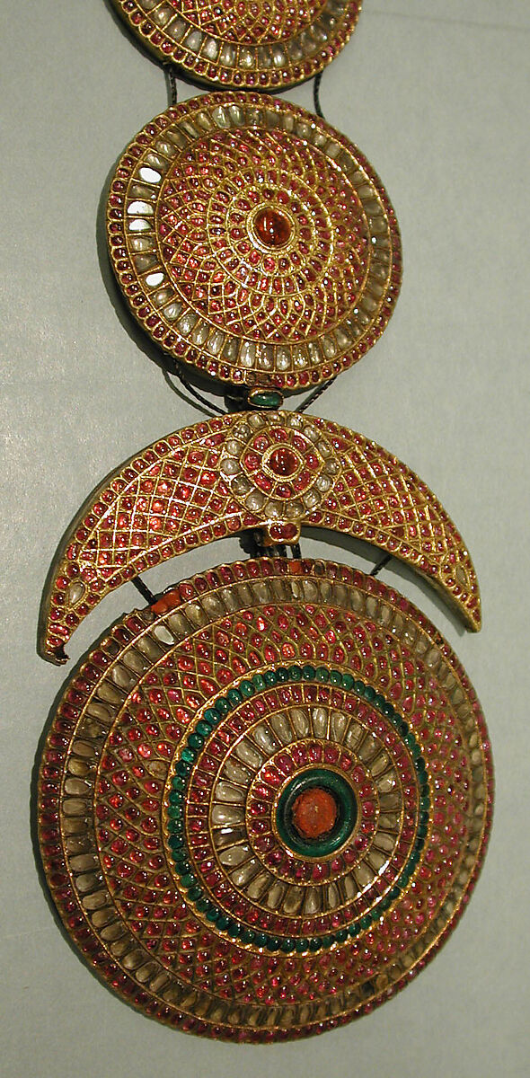 Plait Ornament (Jadanagam), Gold; inset with rock crystal, rubies, emeralds, and amethysts