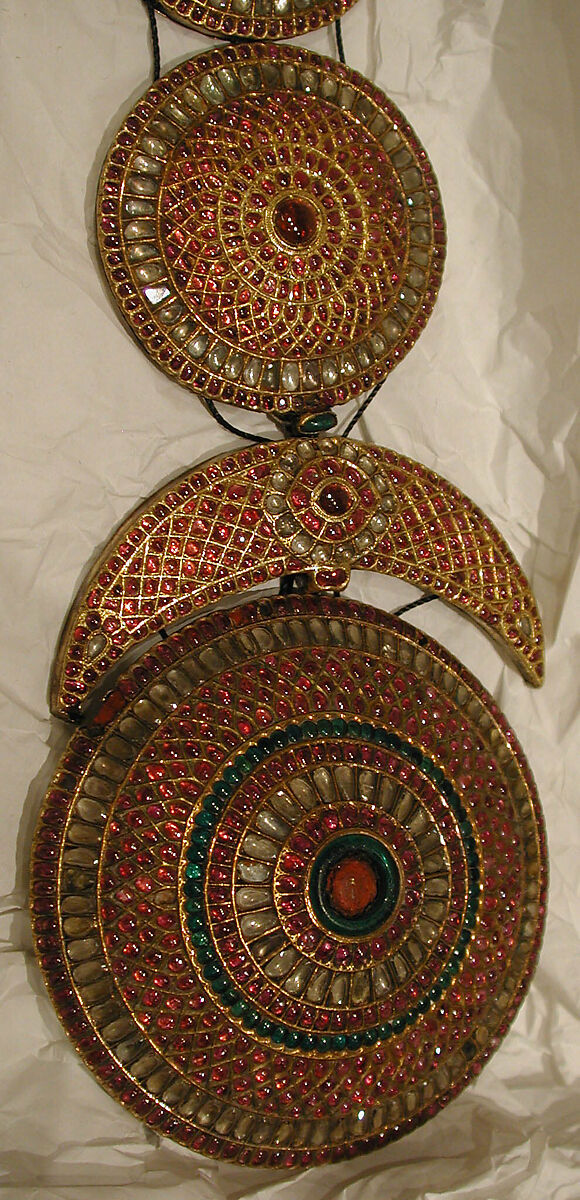 Plait Ornament (Jadanagam), Gold; inset with rock crystal, rubies, emeralds, and amethysts