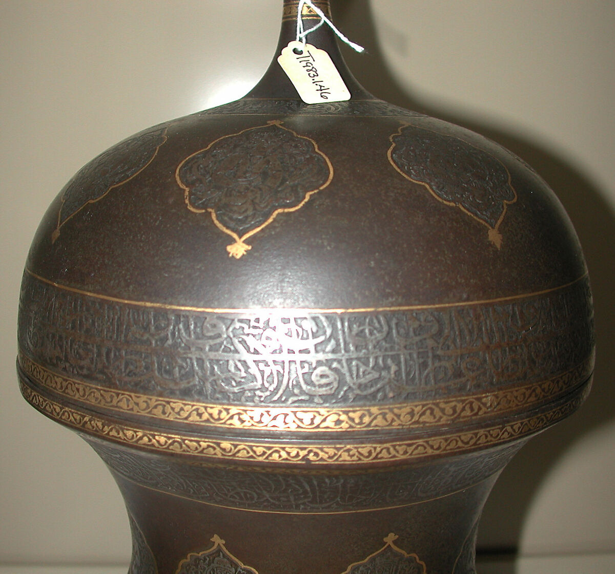 Vase, Steel; chiseled and damascened with gold