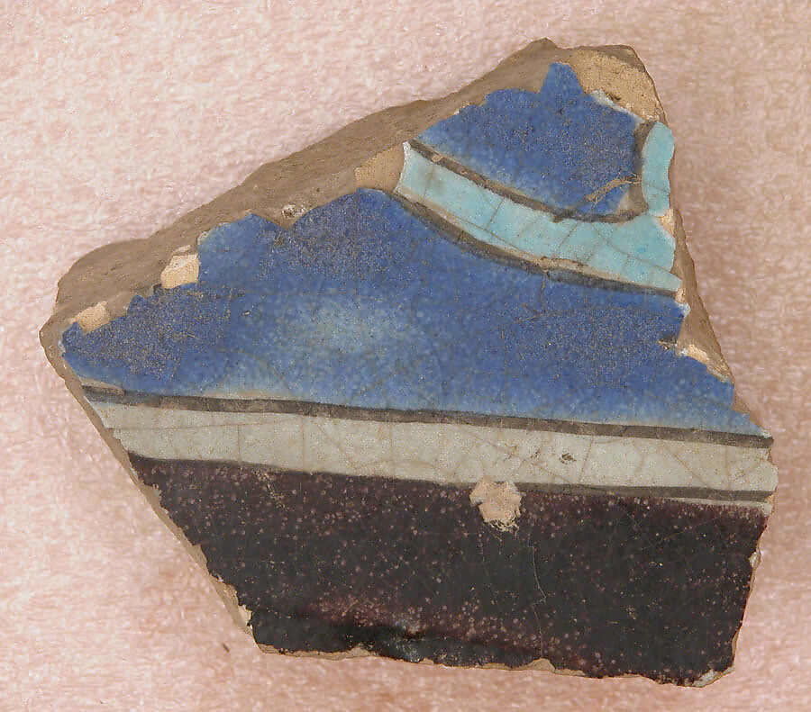 Tile Fragment, Stonepaste; polychrome painted under transparent glaze 