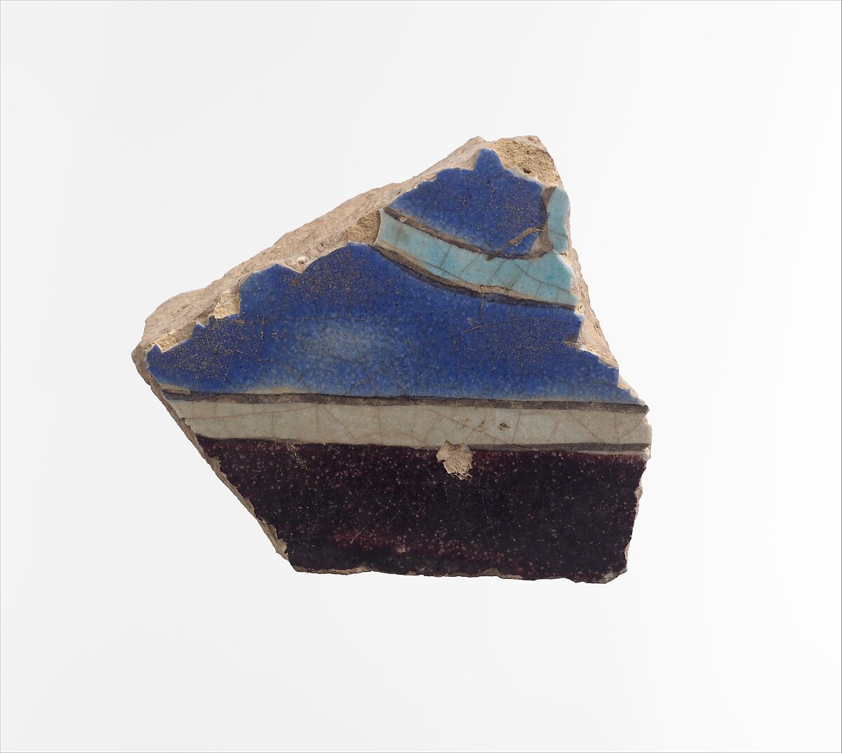 Tile Fragment, Stonepaste; polychrome painted under transparent glaze