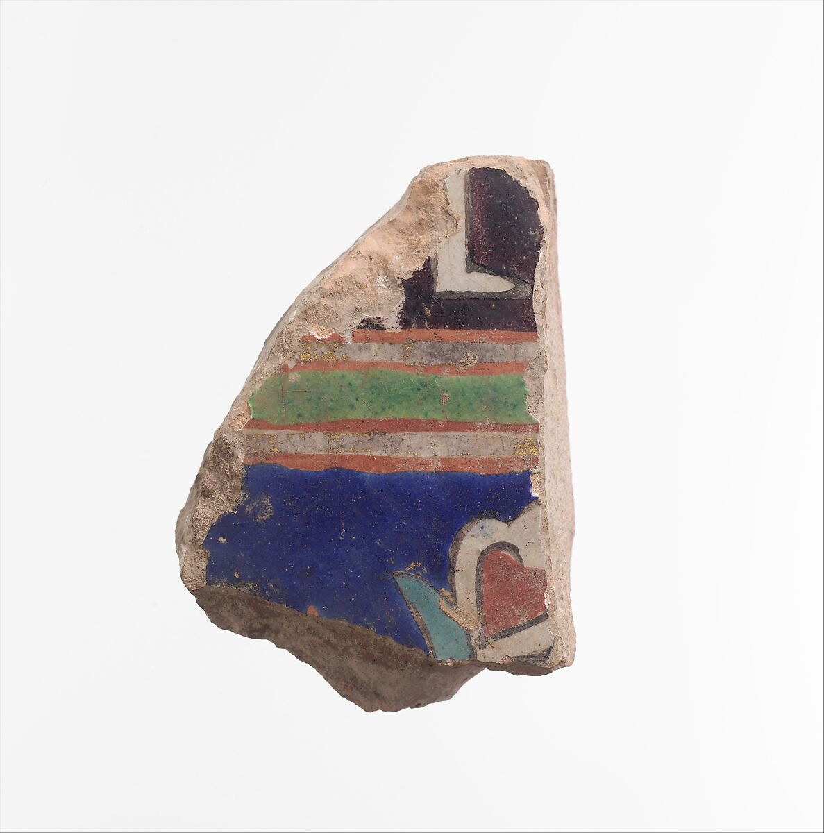 Tile Fragment, Stonepaste; polychrome painted under transparent glaze