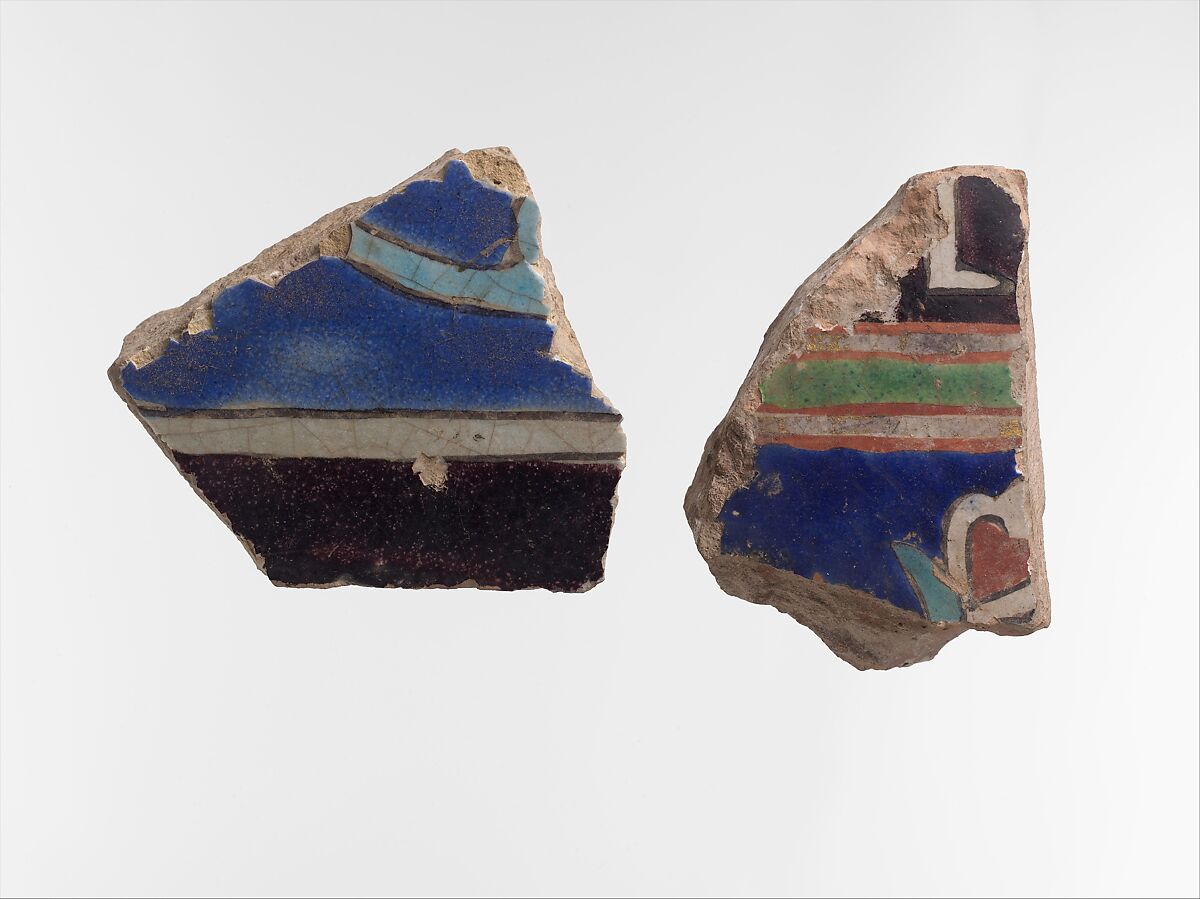 Tile Fragment, Stonepaste; polychrome painted under transparent glaze