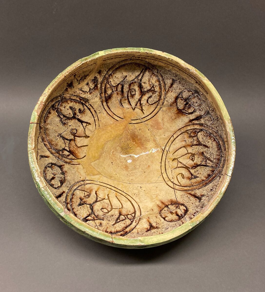 Bowl, Earthenware; slip painted
