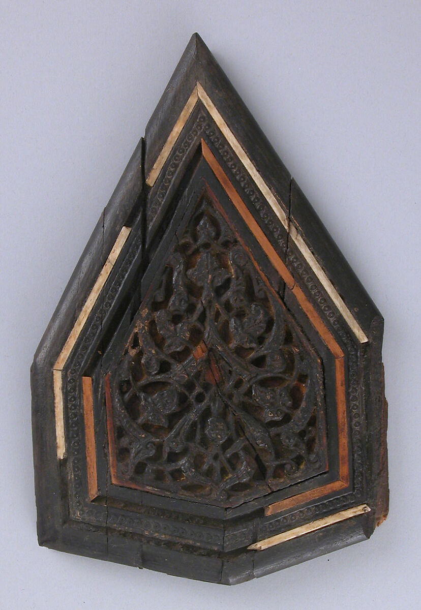 Panel from a Minbar, Wood; carved, inlaid with ivory, traces of paint 