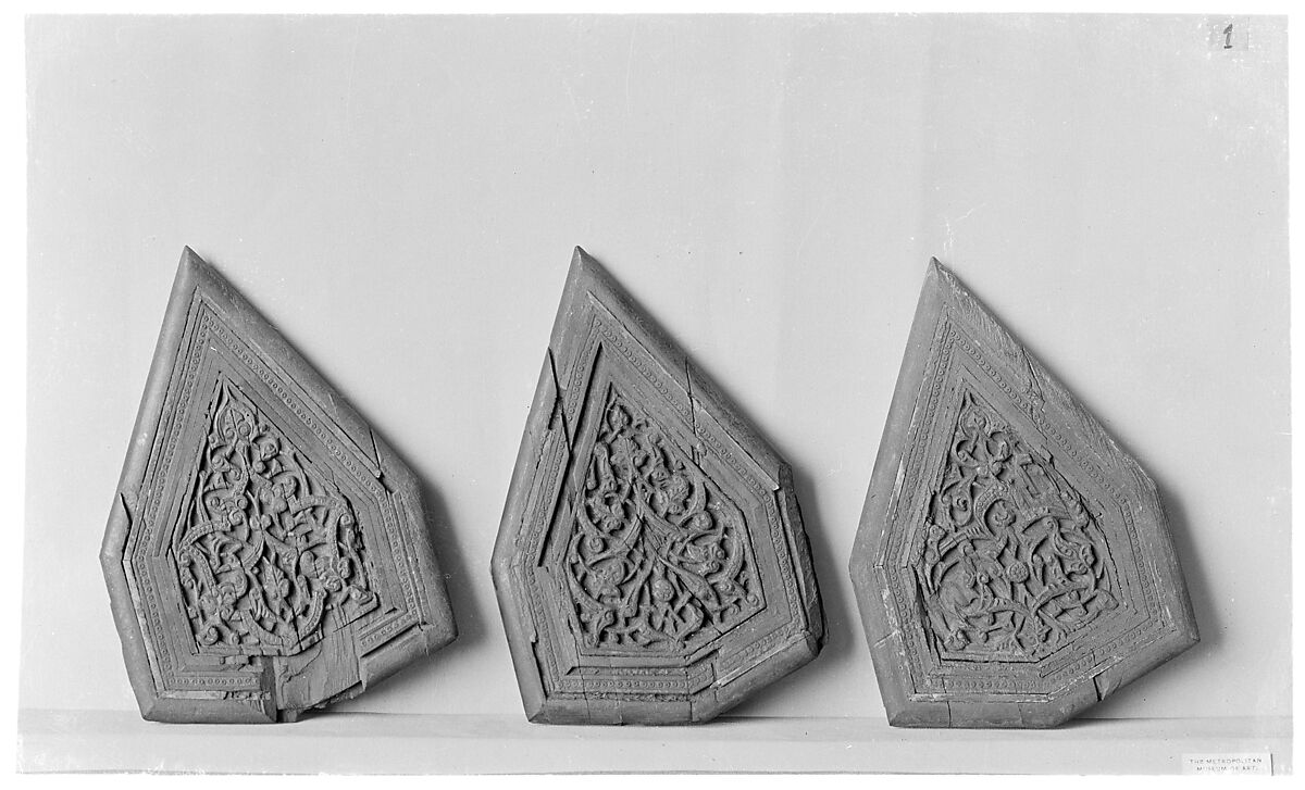 Panel from a Minbar, Wood; carved, inlaid with ivory, traces of paint