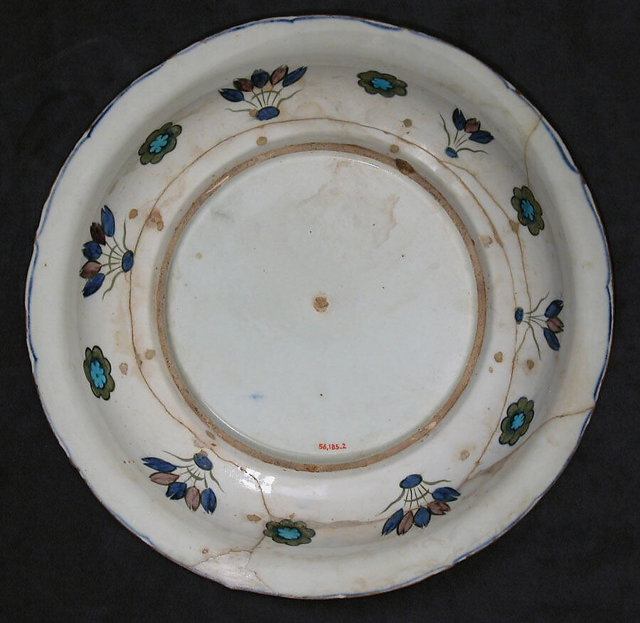 Dish with Floral Design, Stonepaste; polychrome painted under transparent glaze