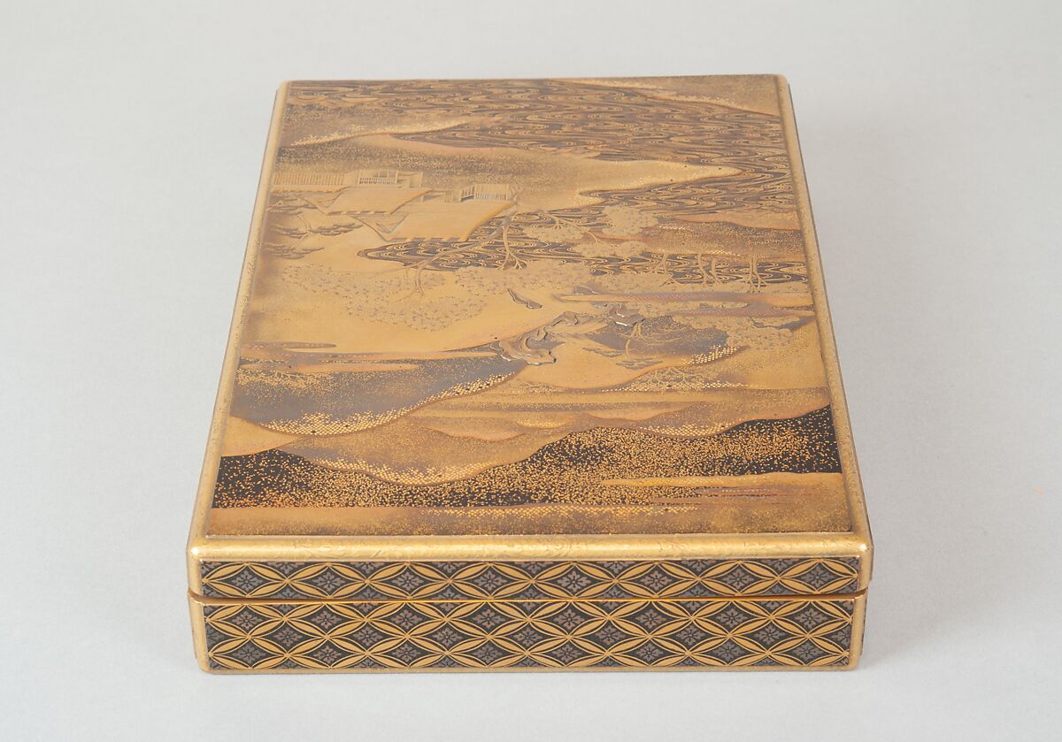 Document Box (Bunko) with Design of Cherry Trees in Bloom in Yoshino, Lacquer with sprinkled gold and silver and relief lacquer (takamakie) and polished sprinkled gold and silver lacquer decoration (togidashi), Japan