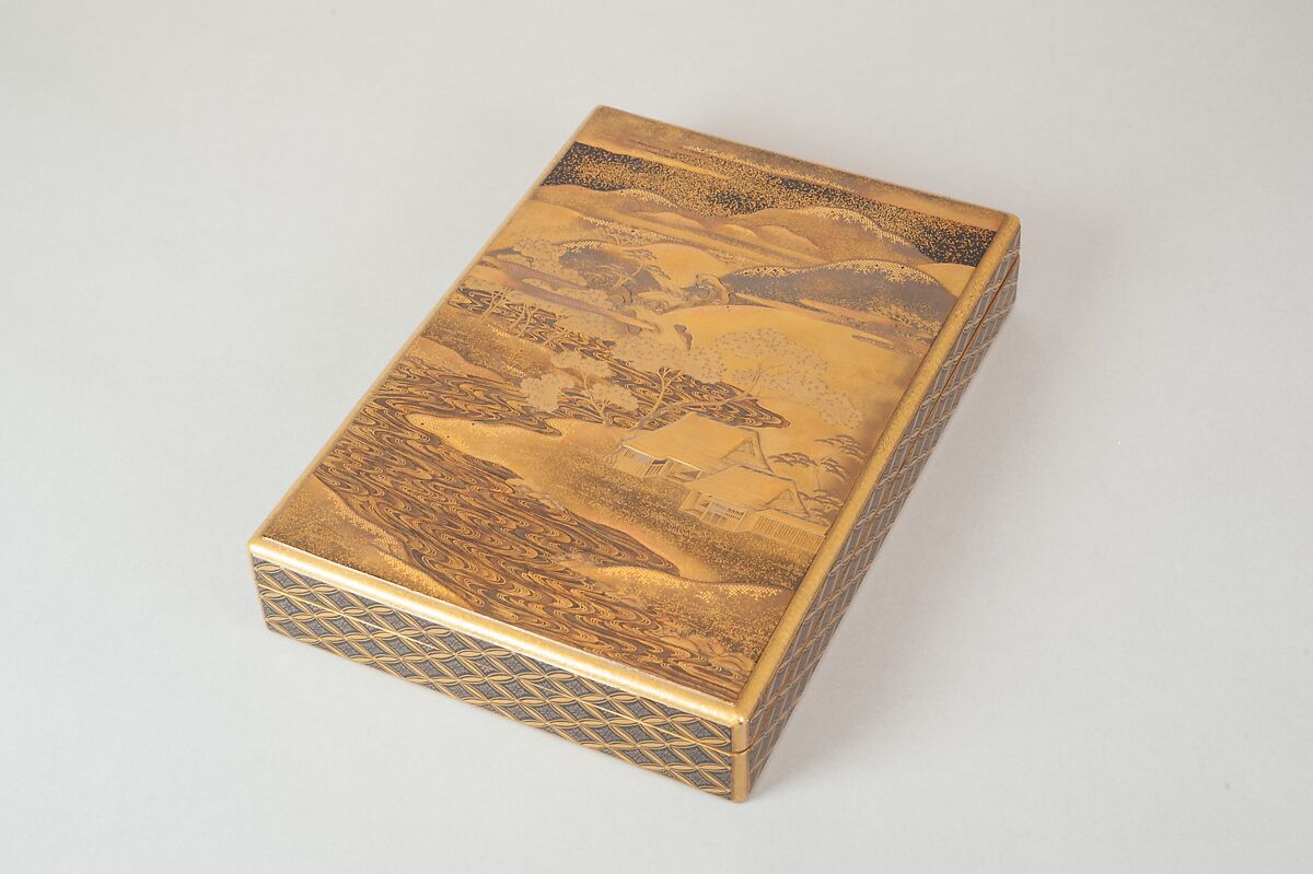 Document Box (Bunko) with Design of Cherry Trees in Bloom in Yoshino, Lacquer with sprinkled gold and silver and relief lacquer (takamakie) and polished sprinkled gold and silver lacquer decoration (togidashi), Japan