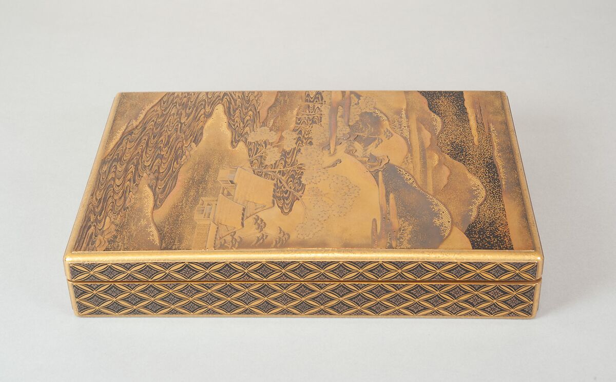 Document Box (Bunko) with Design of Cherry Trees in Bloom in Yoshino, Lacquer with sprinkled gold and silver and relief lacquer (takamakie) and polished sprinkled gold and silver lacquer decoration (togidashi), Japan