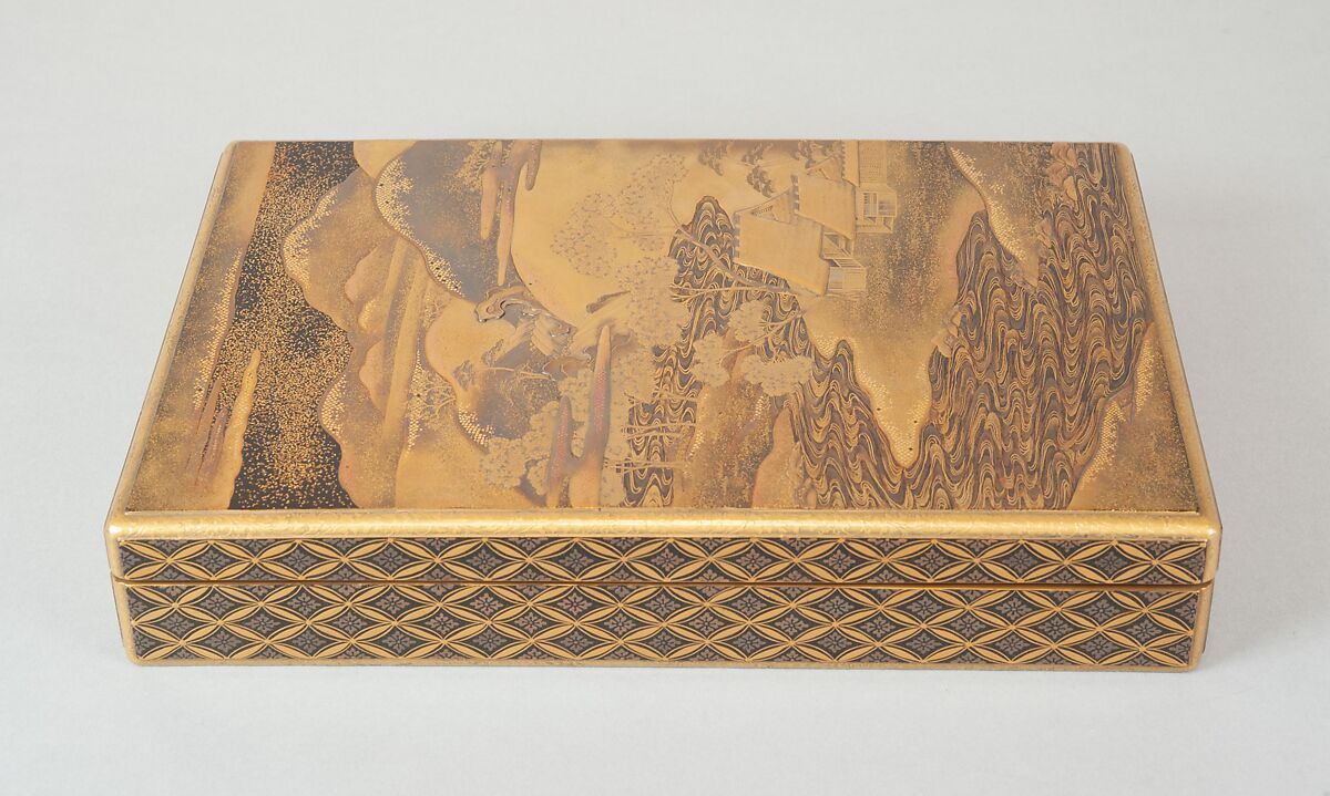 Document Box (Bunko) with Design of Cherry Trees in Bloom in Yoshino, Lacquer with sprinkled gold and silver and relief lacquer (takamakie) and polished sprinkled gold and silver lacquer decoration (togidashi), Japan