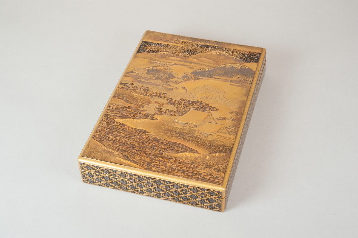 Document Box (Bunko) with Design of Cherry Trees in Bloom in Yoshino, Lacquer with sprinkled gold and silver and relief lacquer (takamakie) and polished sprinkled gold and silver lacquer decoration (togidashi), Japan