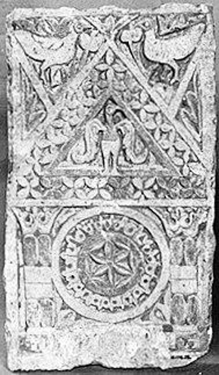 Funerary Stele with Cross Medallion below Eagle at Center in Architectural Frame, Limestone 