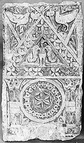 Funerary Stele with Cross Medallion below Eagle at Center in Architectural Frame