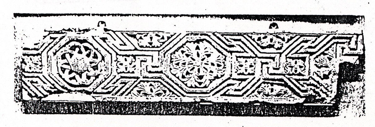 Fragment from a Frieze with a Meander Pattern and Rosettes, Limestone; carved 