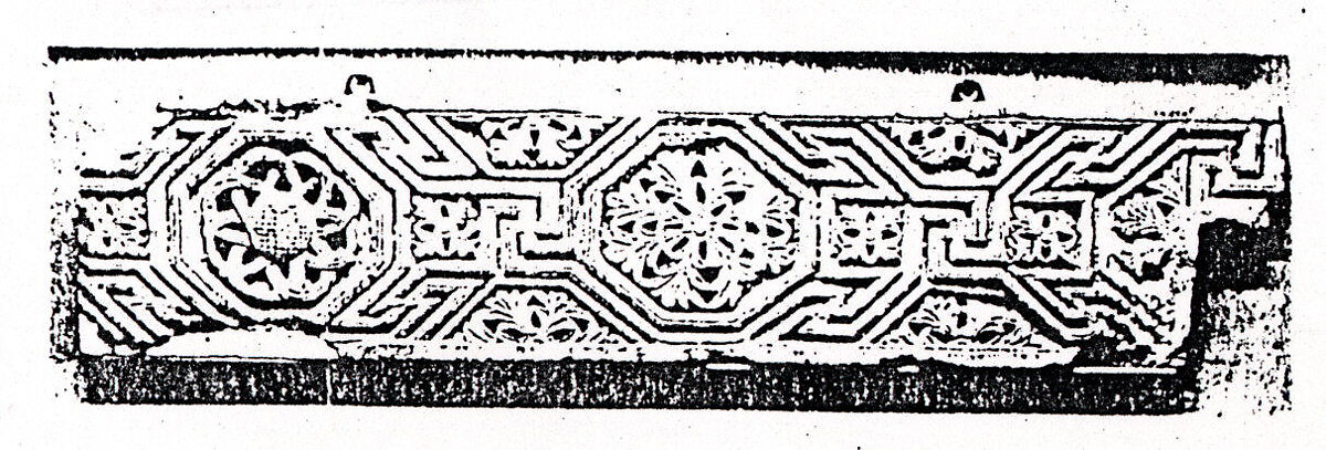 Fragment from a Frieze with Meander Pattern and Rosettes, Limestone; carved in relief