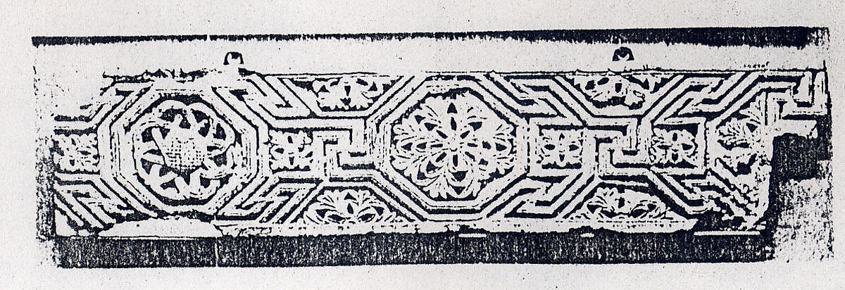 Fragment from a Frieze with Meander Pattern and Rosettes, Limestone; carved in relief 