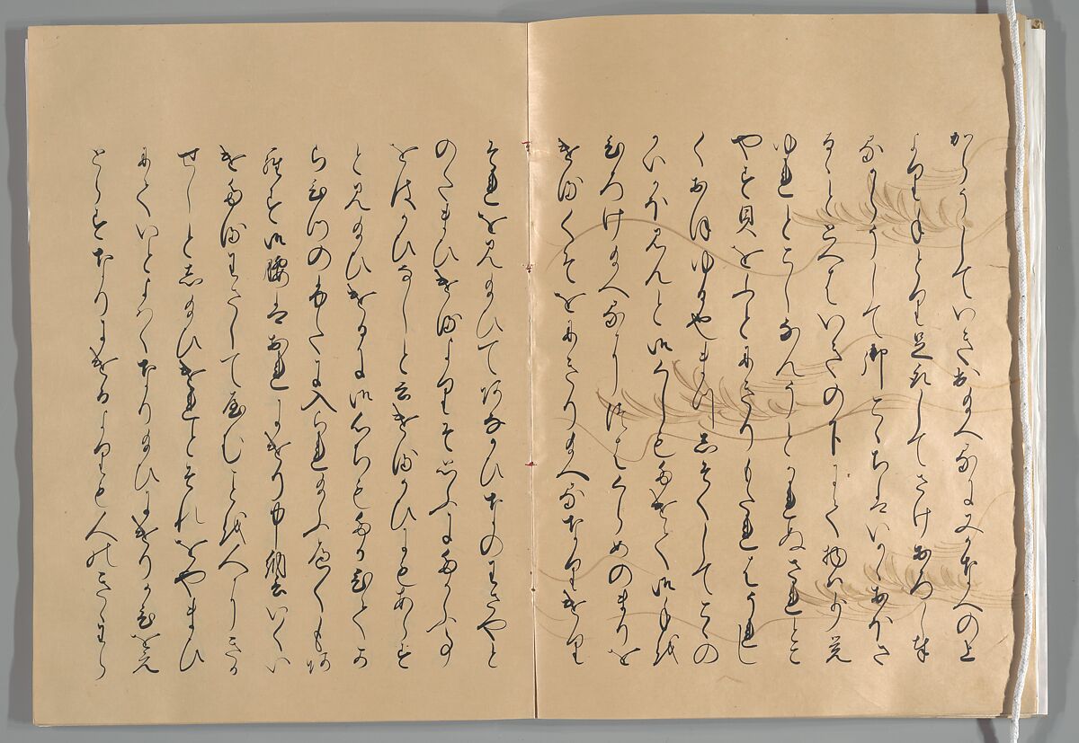 The Tale of the Bamboo Cutter, Hand-illustrated set of three volumes; ink, color, gold, and silver on paper, Japan