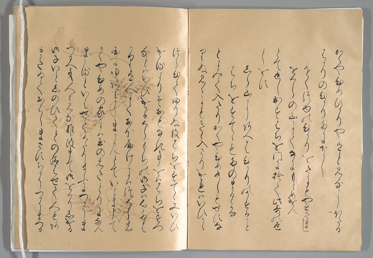 The Tale of the Bamboo Cutter, Hand-illustrated set of three volumes; ink, color, gold, and silver on paper, Japan