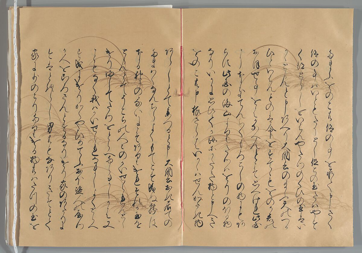 The Tale of the Bamboo Cutter, Hand-illustrated set of three volumes; ink, color, gold, and silver on paper, Japan