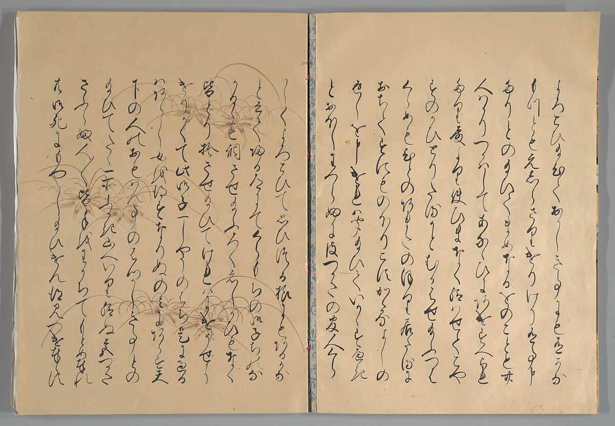 The Tale of the Bamboo Cutter, Hand-illustrated set of three volumes; ink, color, gold, and silver on paper, Japan