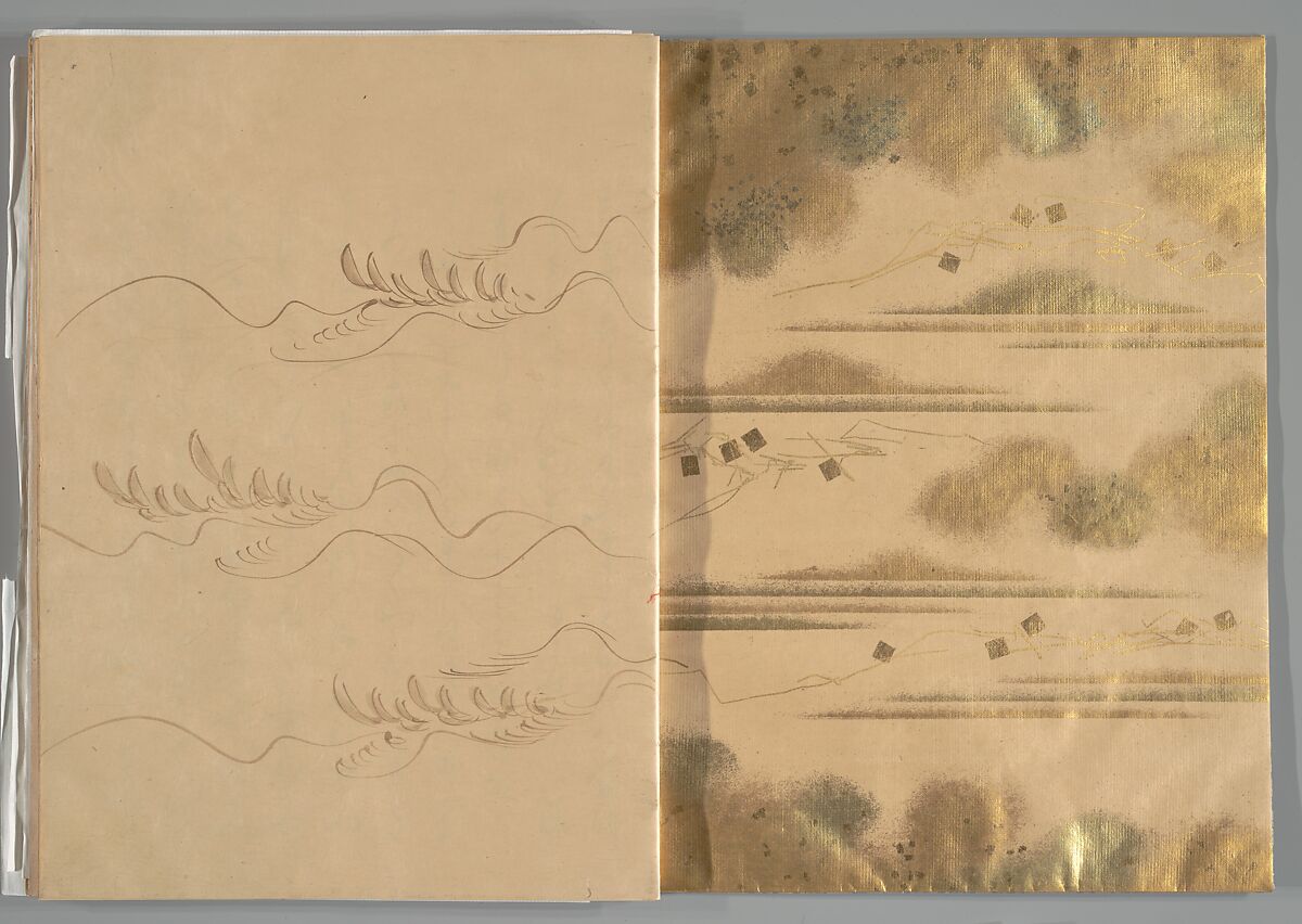 The Tale of the Bamboo Cutter, Hand-illustrated set of three volumes; ink, color, gold, and silver on paper, Japan