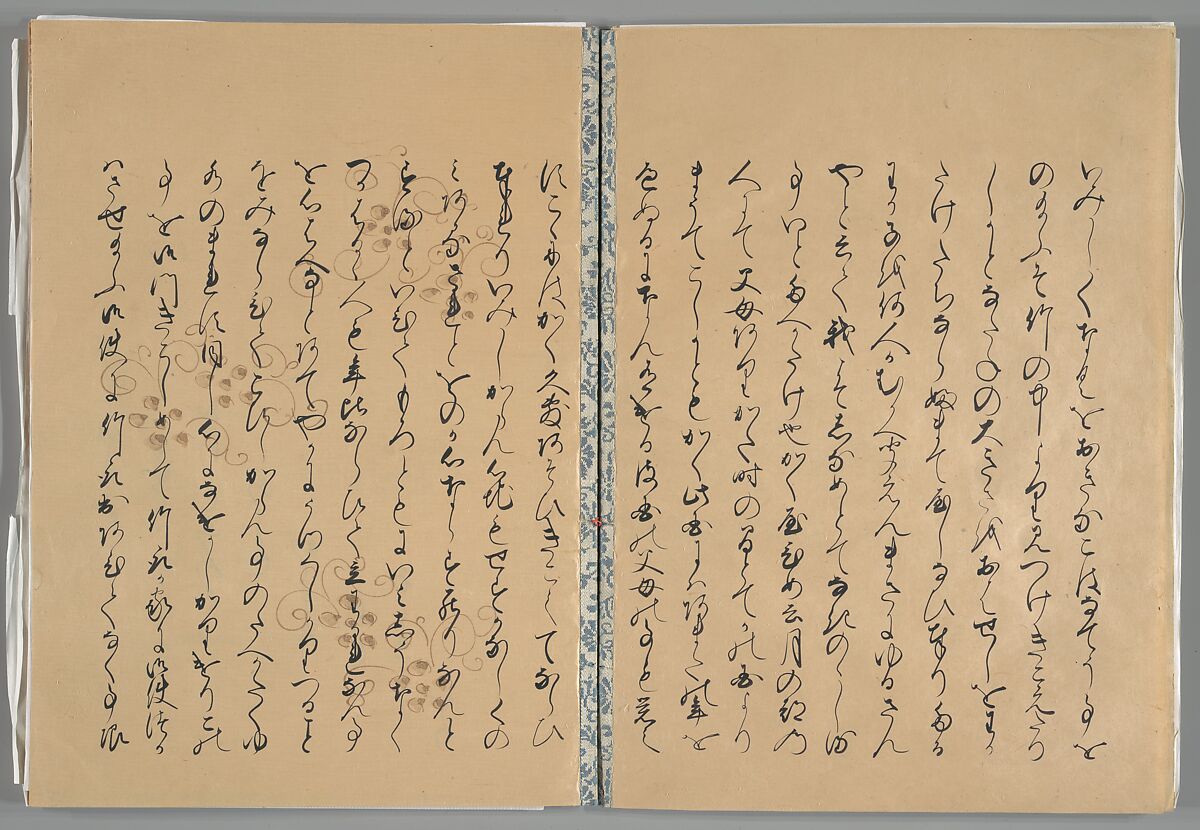 The Tale of the Bamboo Cutter, Hand-illustrated set of three volumes; ink, color, gold, and silver on paper, Japan