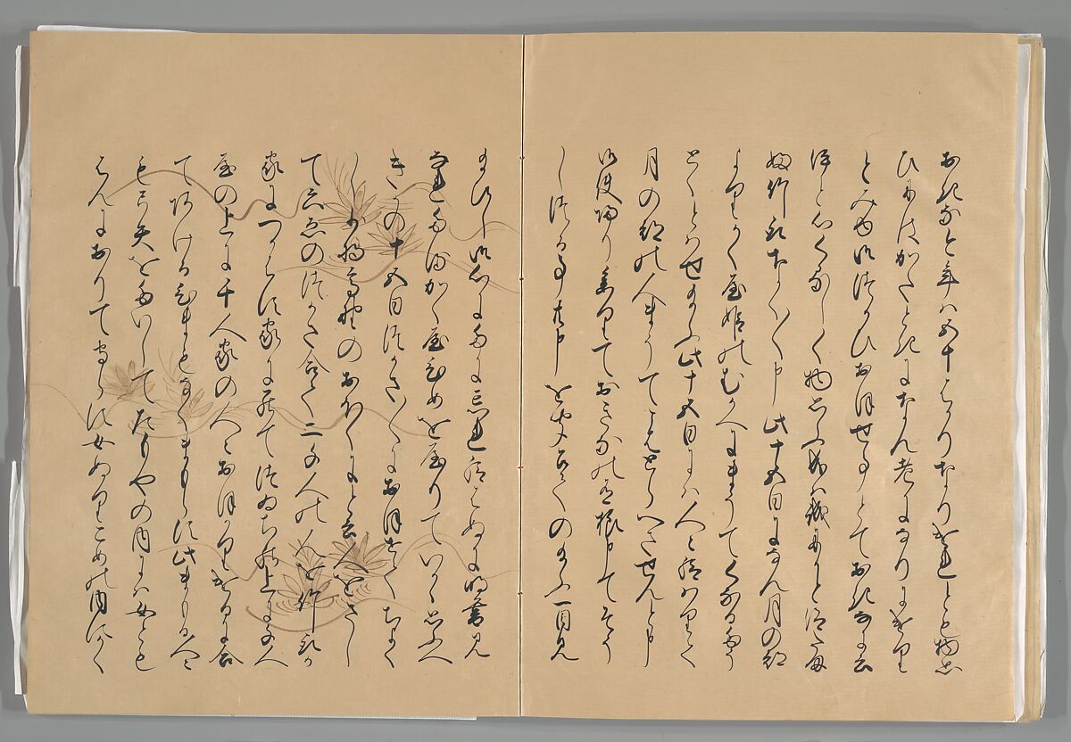 The Tale of the Bamboo Cutter, Hand-illustrated set of three volumes; ink, color, gold, and silver on paper, Japan