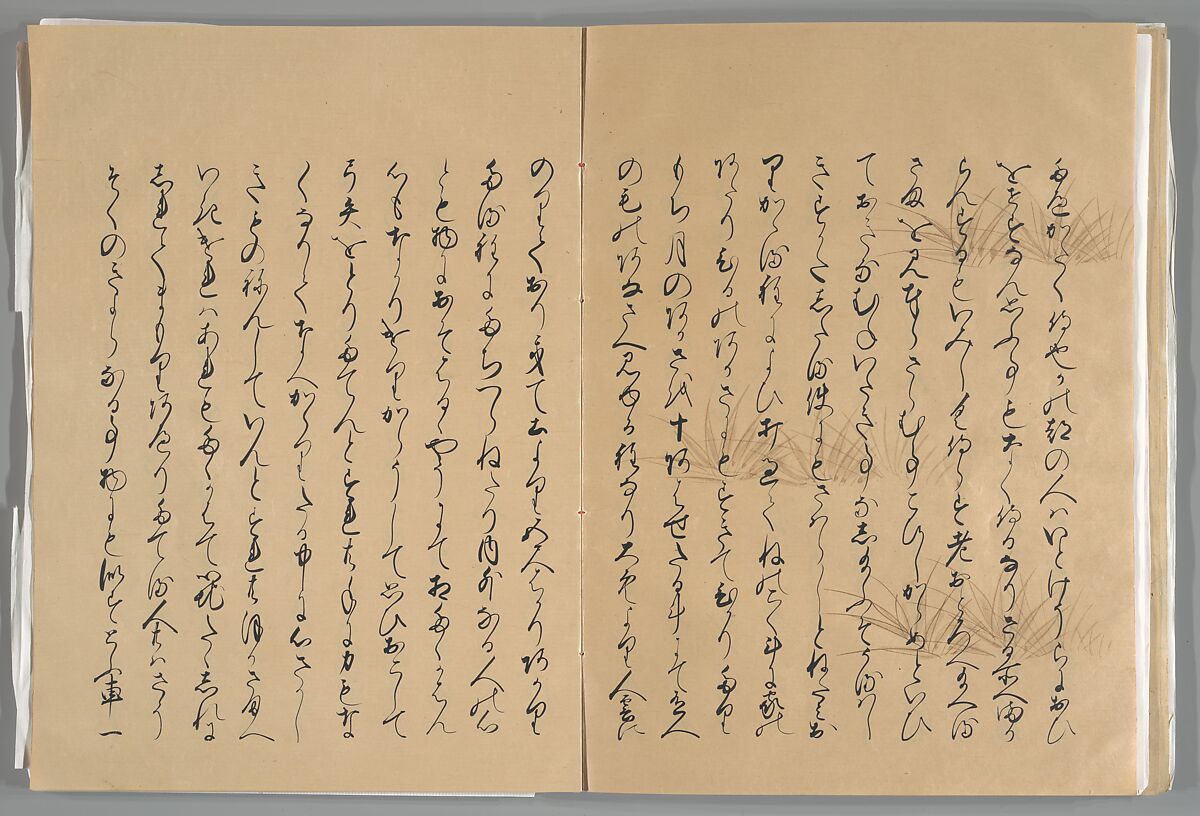 The Tale of the Bamboo Cutter, Hand-illustrated set of three volumes; ink, color, gold, and silver on paper, Japan