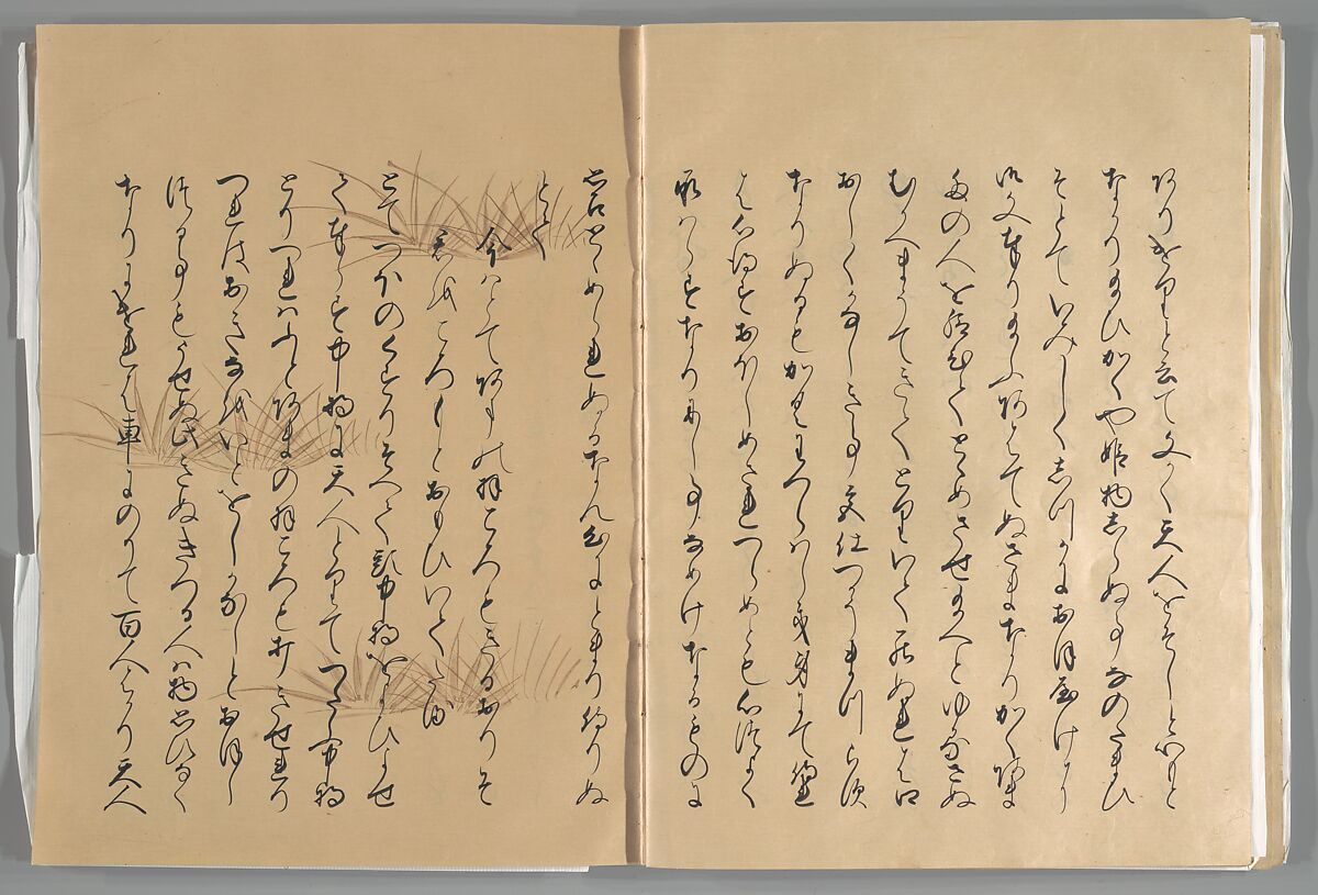 The Tale of the Bamboo Cutter, Hand-illustrated set of three volumes; ink, color, gold, and silver on paper, Japan