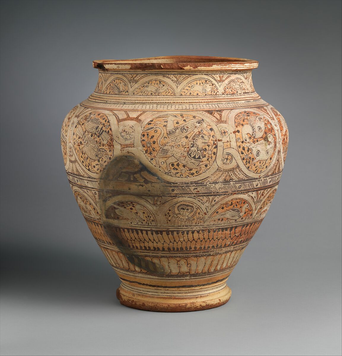 Storage Jar, Earthenware; painted, unglazed