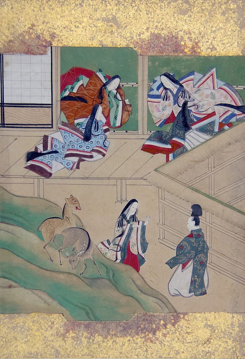 Scenes from Tales of Ise (Ise monogatari), Tosa School, Set of album leaf paintings; ink and color on paper (shikishi), Japan 