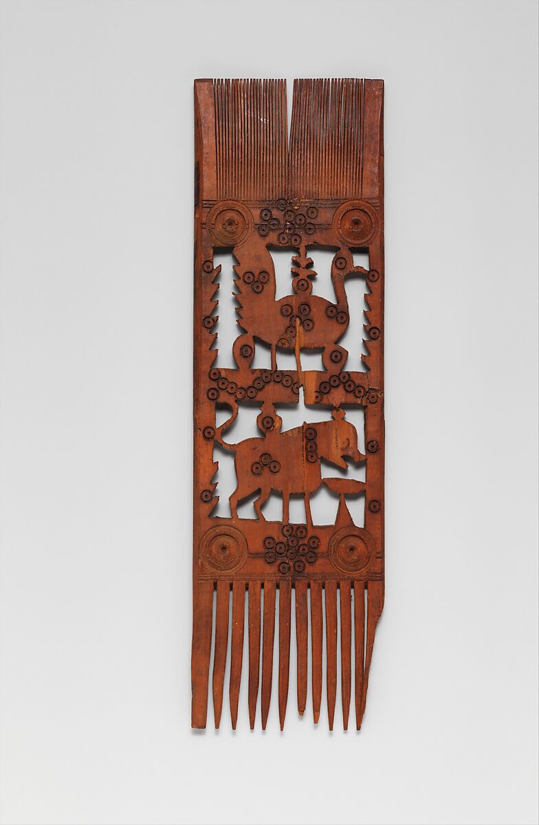 Comb, Wood; carved