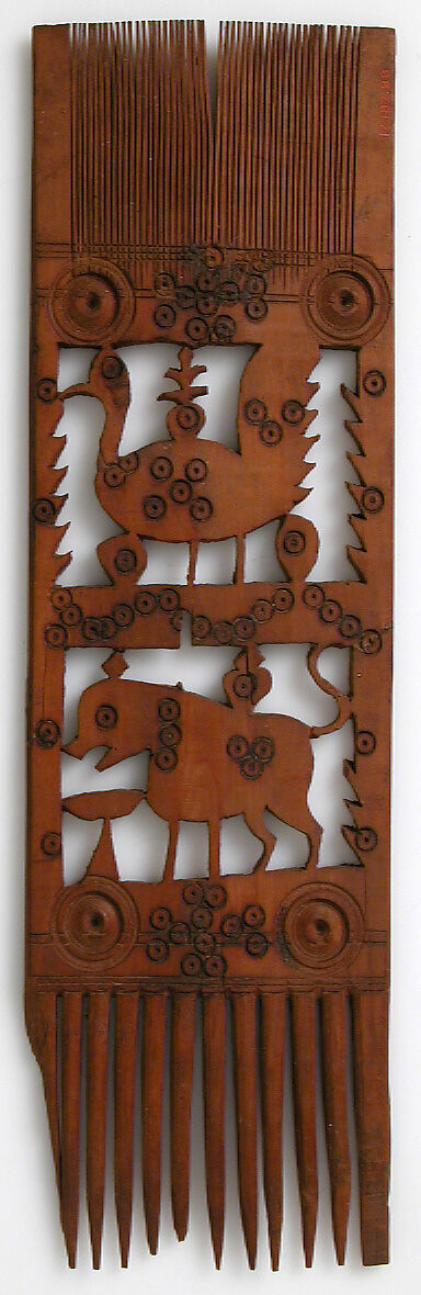 Comb, Wood; carved