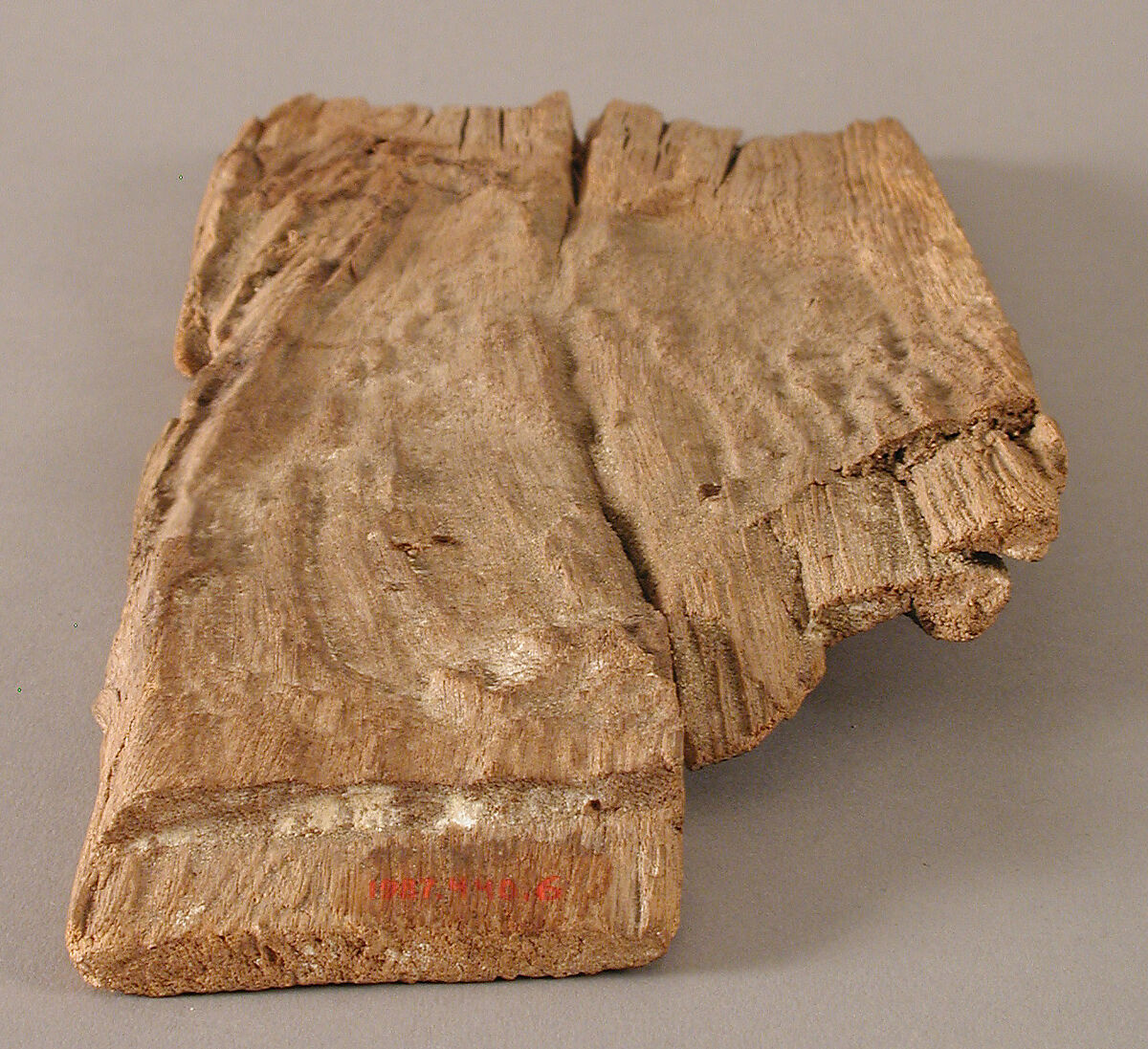Fragmentary Carved Panel with a Saint, Wood; carved, originally painted