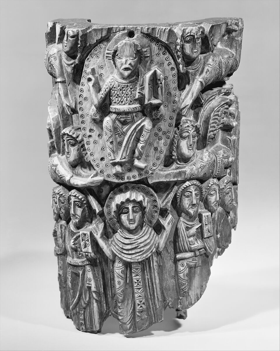 Tusk Fragment with the Ascension, Ivory; carved