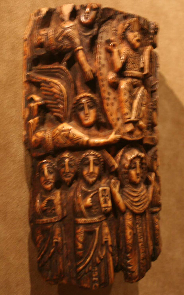 Tusk Fragment with the Ascension, Ivory; carved